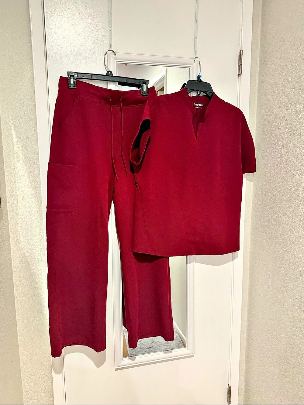 Mandala Scrubs top & High Waisted Wide Leg Scrub Pants Set